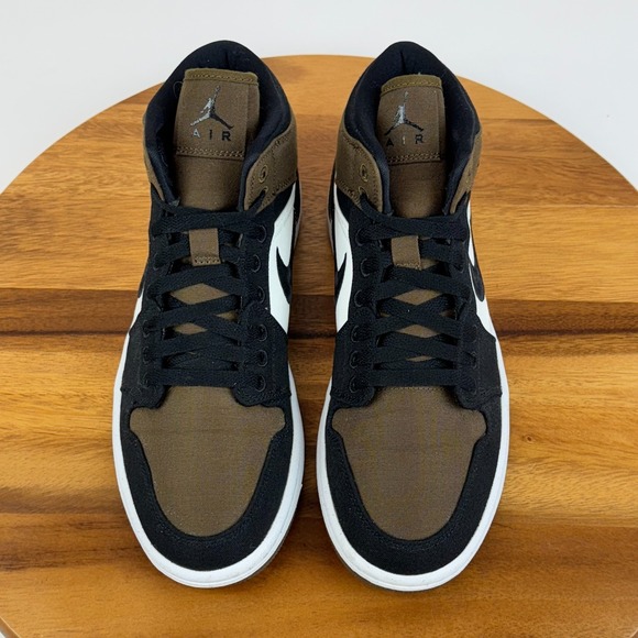 Womens Nike Air Jordan 1 Mid SE Olive Toe‎ Basketball Shoes Sneakers Size 9 M - Picture 7 of 12